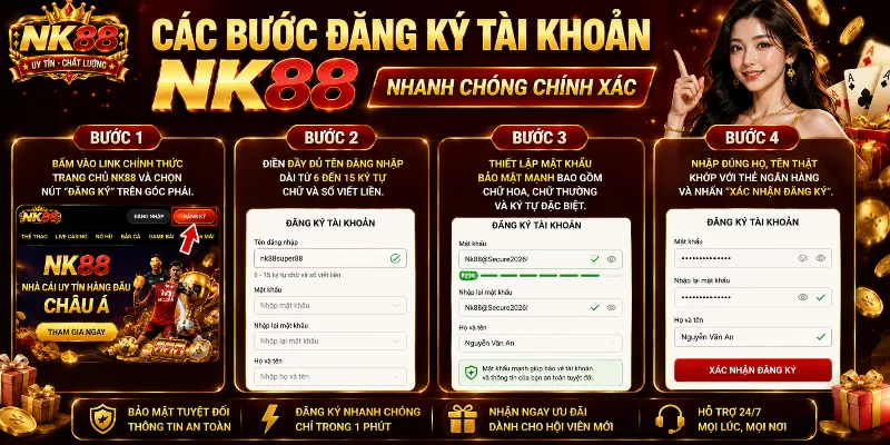 Các bước đăng ký tài khoản NK88 nhanh chóng chính xác
