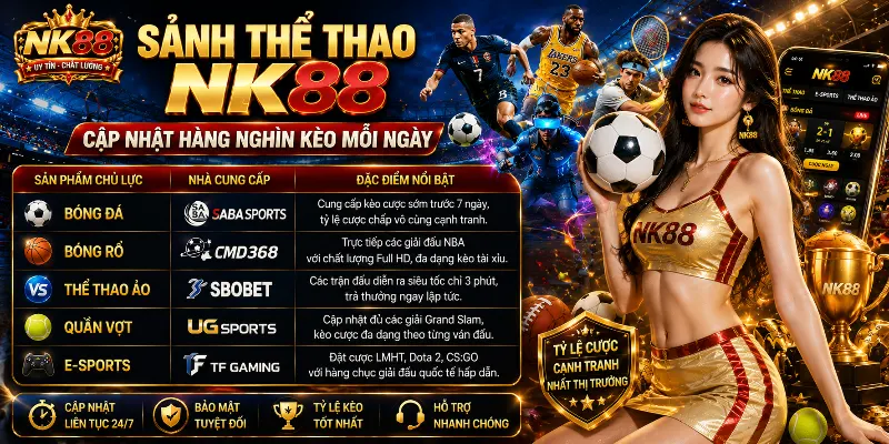 Sảnh thể thao NK88 cập nhật hàng nghìn kèo mỗi ngày